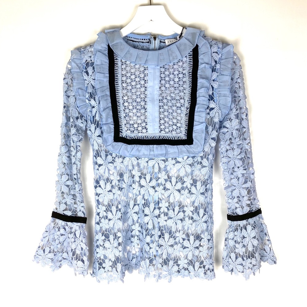 Endless Rose Blue Lace Floral Crochet Blouse